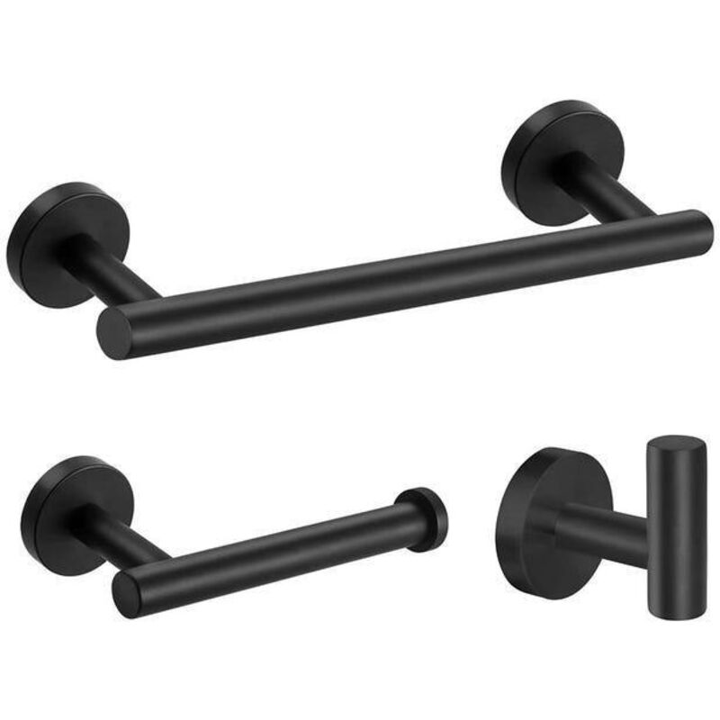 [niemals Verwendet] 3-teiliges Handtuchregal Aus Schwarzem Edelstahl 304, Inklusive Taschentuchhalter Und Haken, Sowie Badezimmerablage.