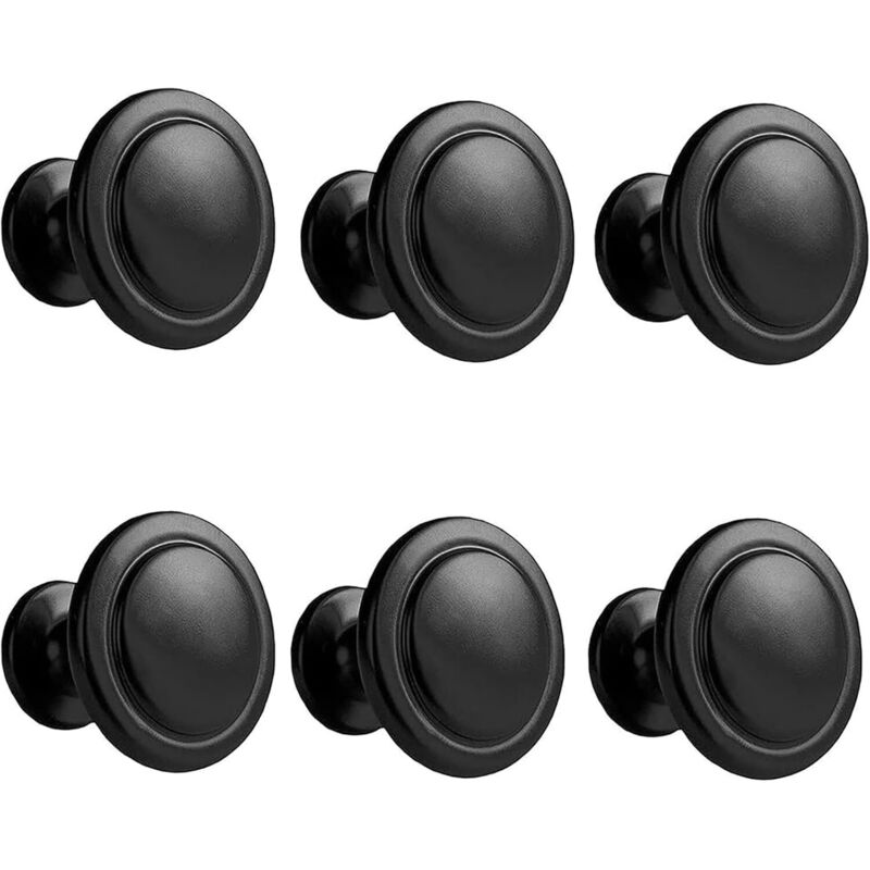 [niemals Verwendet] Schwarzer Schubladengriff, 6er-set Möbelknöpfe, Schwarze Küchentürknöpfe, Für Schrank, Kleiderschrank, Küche, Kinderzimmer (einzelnes Rundes Loch)