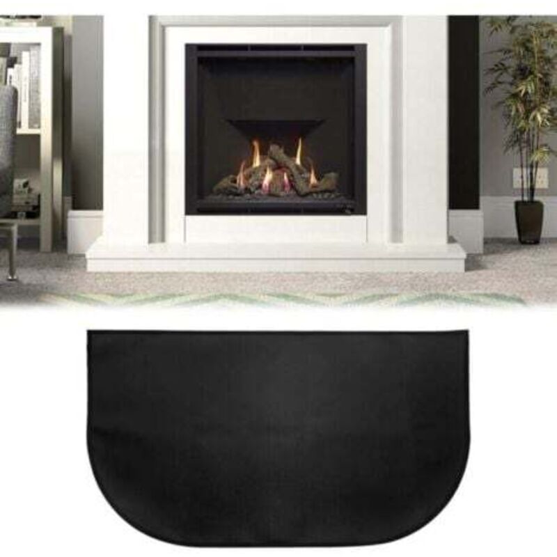 [niemals Verwendet] Kaminmatte, Feuerschutzmatte, Feuerfeste Kaminmatte, Feuerfeste Kaminmatte, Halbrund Für Kamin, Ofen, Grill, Schwarz (102x50)