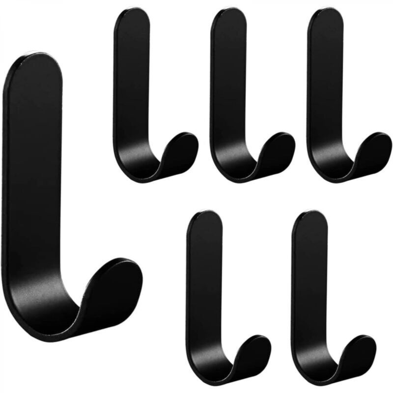 [niemals Verwendet] Handtuchhalter, Garderobenhaken, Badezimmerhaken, Bademantelhaken, Für Schlafzimmer, Wohnzimmer, Küche, Schwarz, 6-teilig