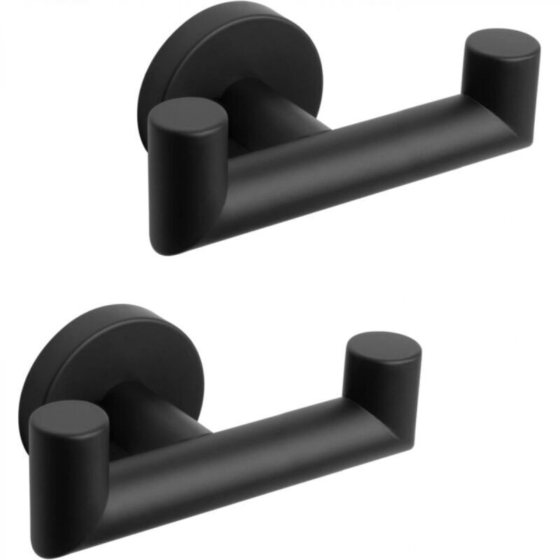 [niemals Verwendet] Badezimmerhaken – Handtuchhalter Aus Edelstahl 304, Robuste Doppelhaken Für Bad Und Wohnzimmer, 2er-set (mattschwarz)