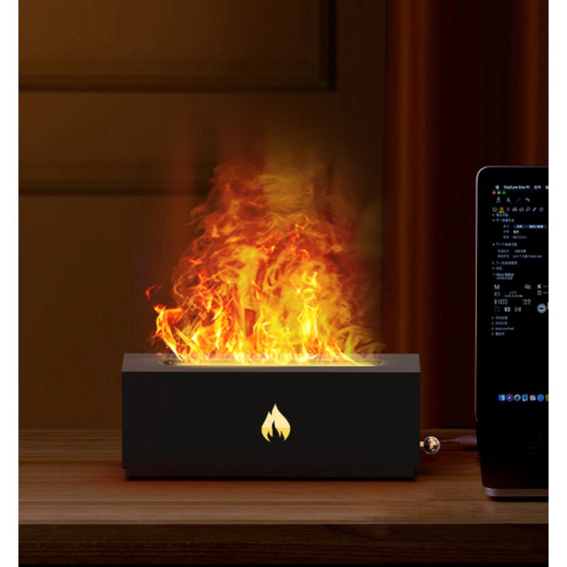 [niemals Verwendet] Aroma-diffusor Mit Flammeneffekt, Luftbefeuchter Für Ätherische Öle, 3-in-1-ultraschall-aroma-diffusor, Einstellbare Beleuchtung