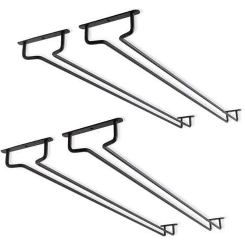 [niemals Verwendet] 4er-set Weinglasregale (40 Cm) Für Die Unterbaumontage – Weinglashalter Aus Metall – Weinglasregal – Für Minibar Und Küchenaufbewahrung – Schwarz