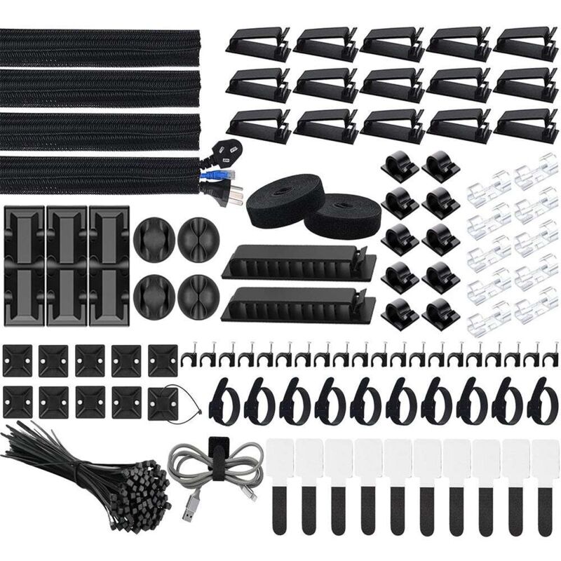 [niemals Verwendet] 200-teiliges Kabelmanagement-set, 4 Kabelschutzschläuche, 3 Kabelclips, Schreibtisch-organizer