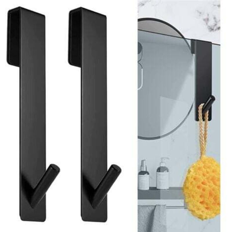 [niemals Verwendet] 2-teiliges Duschtürhaken-set (17,8 Cm – Schwarz) – Handtuchhaken Ohne Bohren – Duschhaken, Rahmenlose Glasduschtürhaken