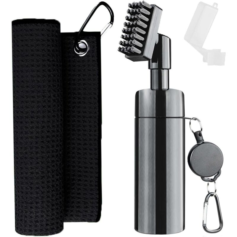 [niemals Verwendet] Golfschläger-reinigungsbürste Mit Mikrofasertuch Und Karabinerhaken, Multifunktionales Golfzubehör, Tragbarer Golfschläger-rillenreiniger, Wassersprüh-set Für Golferinnen Und Golfe