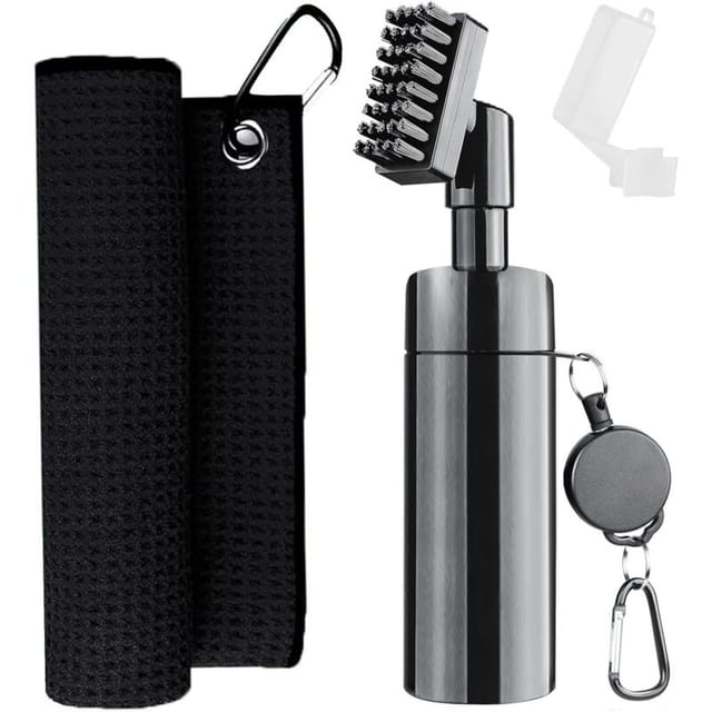 [niemals Verwendet] Golfschläger-reinigungsbürste Mit Mikrofasertuch Und Karabinerhaken, Multifunktionales Golfzubehör, Tragbarer Golfschläger-rillenreiniger, Wassersprüh-set Für Golferinnen Und Golfe