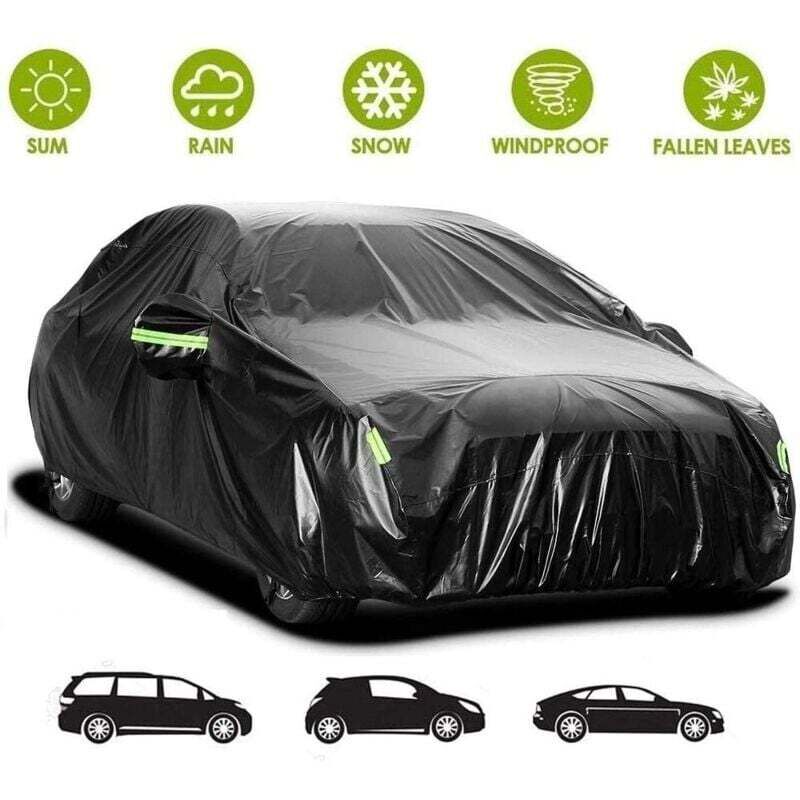 [niemals Verwendet] Wasserdichte Autoabdeckung, Schutz Vor Sonne, Schnee, Staub Und Wind, Universalgröße, Schwarz, 4,9 X 1,85 X 1,5 M, 210t Xl