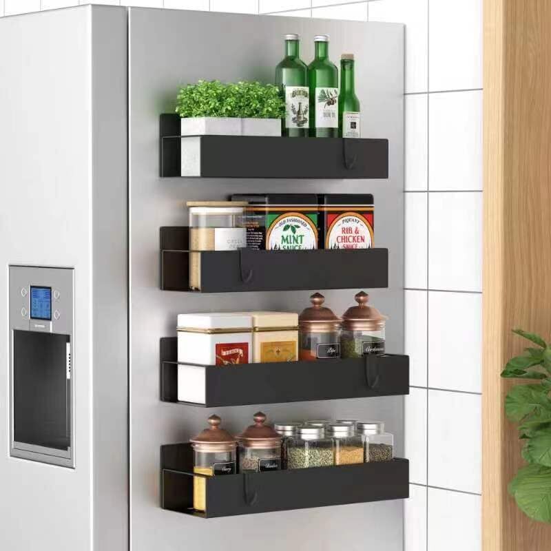 [niemals Verwendet] Kühlschrankregal, 4er-set Magnetische Gewürzregale Für Den Kühlschrank, Kein Bohren Erforderlich, Mit Hängemagneten, Magnetisches Kühlschrankregal