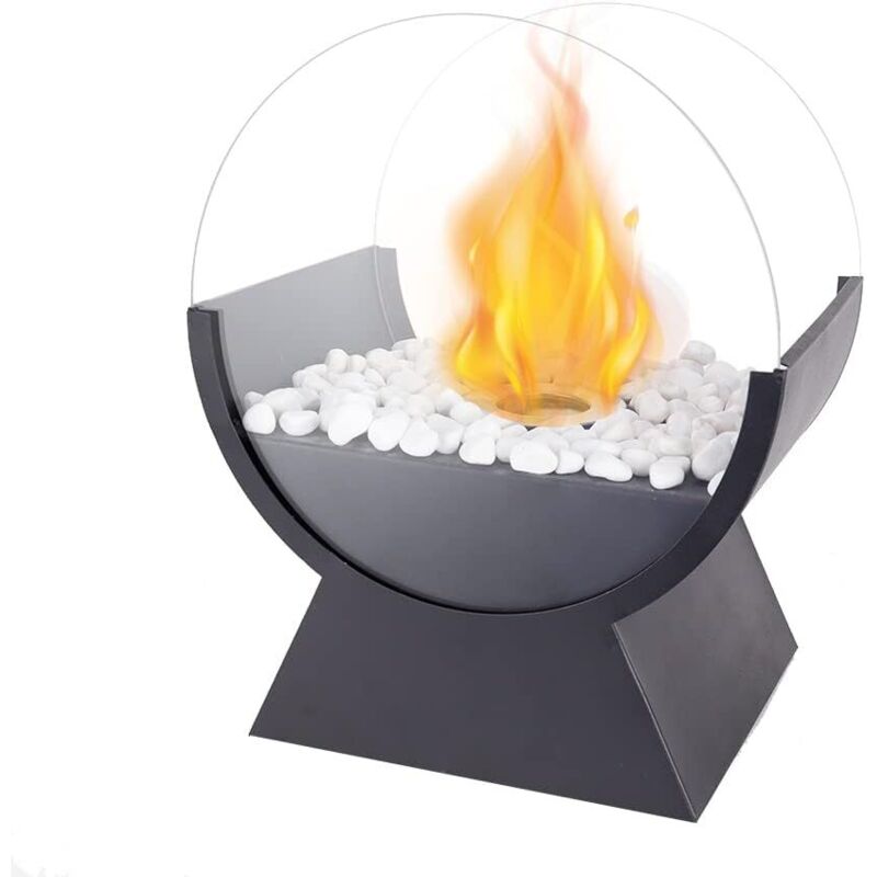 [niemals Verwendet] Runde Glas-tischfeuerschale, 34 Cm Hoch, Tragbarer Tischkamin, Sauber Verbrennender Bioethanolkamin Für Terrassenveranstaltungen