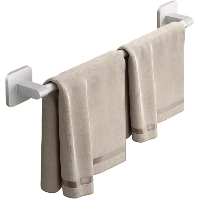 [niemals Verwendet] Selbstklebende Handtuchstange Fürs Badezimmer, Wandmontierter Handtuchhalter Aus Aluminium, Leichte Klebe-hängestangen Ohne Bohren (weiß, 50 Cm)