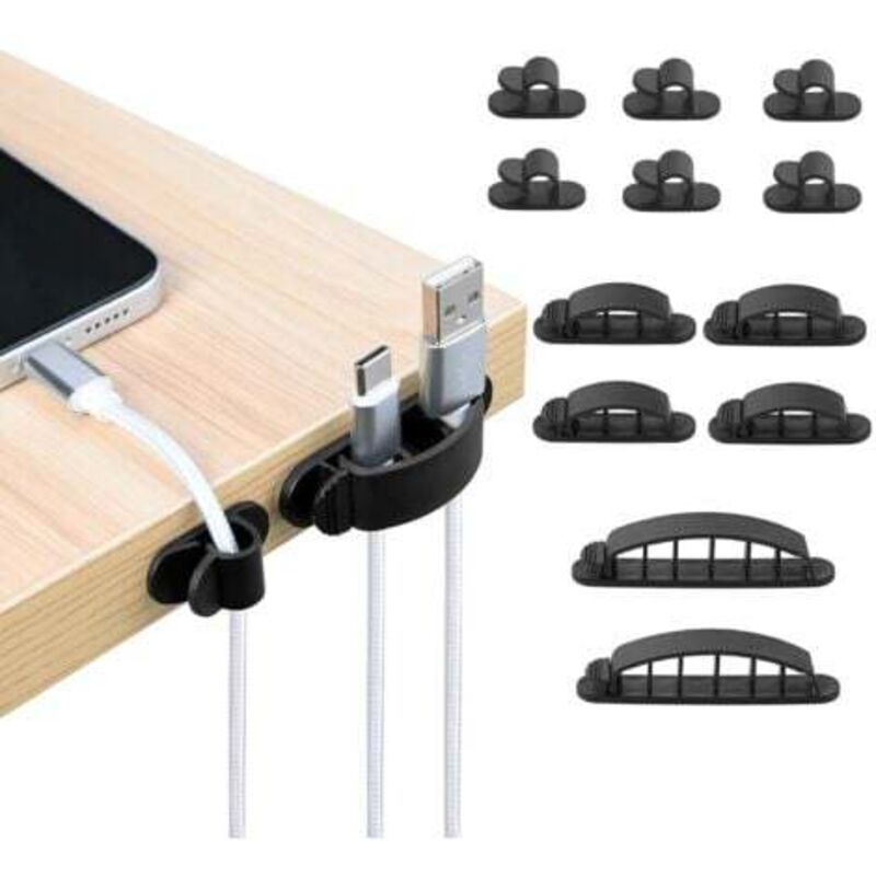 [niemals Verwendet] 12-teiliges Set Kabelclips Für Den Schreibtisch, Kabelhalter, Kabelorganisator, Kabelmanagement, Kabelaufbewahrung Für Lade-/maus-/kopfhörer-/telefonkabel (schwarz)