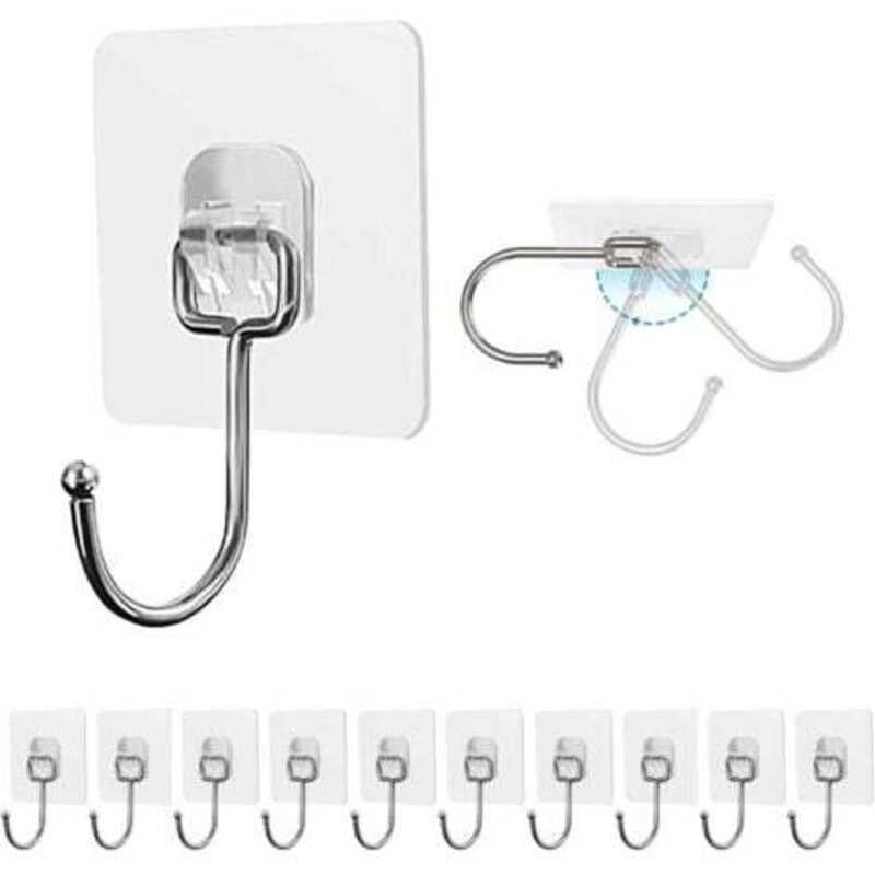 [niemals Verwendet] (10 Stück) Selbstklebende Haken, Max. 15 Kg Tragkraft, Transparent, Wasser- Und Ölbeständig, Für Handtuchhalter In Bad, Küche, An Der Decke, Wand Oder Tür.