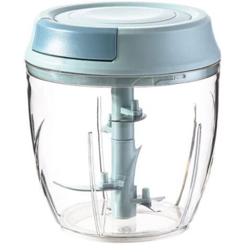 [niemals Verwendet] Manueller Zerkleinerer, 1000 Ml, 5 Edelstahlklingen, Zwiebelschneider, Multifunktionsmixer, Gemüseschneider, Manueller Ingwerschneider, Babynahrungswolf, Fleischwolf.
