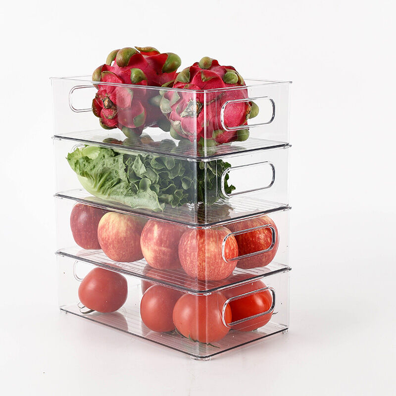 [niemals Verwendet] Stapelbare Aufbewahrungsboxen Für Den Kühlschrank, Transparent, Für Die Arbeitsplatte, Für Obst Und Gemüse, 26,5 X 15 X 7,7 Cm