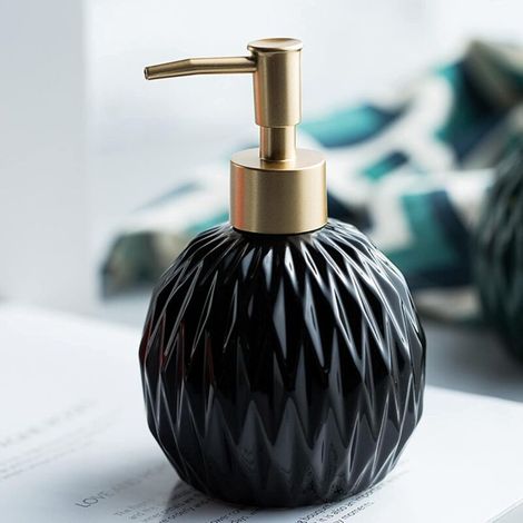 Goldener Seifenspender Mit Keramik-seifenschale Fürs Badezimmer, 400 Ml
