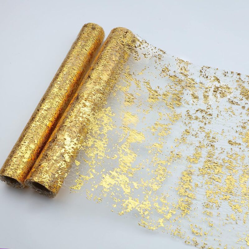 [niemals Verwendet] 2er-set Goldene Tischläufer, 5,5 M – Pailletten – Feinmaschig – Tischdekoration Für Veranstaltungen, Partys, Hochzeiten, Geburtstagsfeiern, Weihnachten