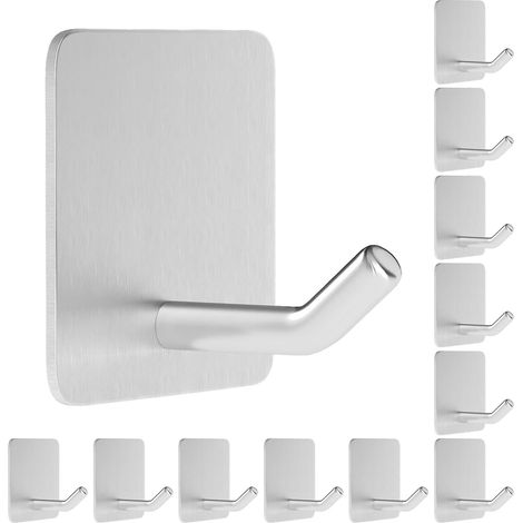 Selbstklebende Handtuchhaken Fürs Badezimmer, Edelstahl, Silber (12er-packung)