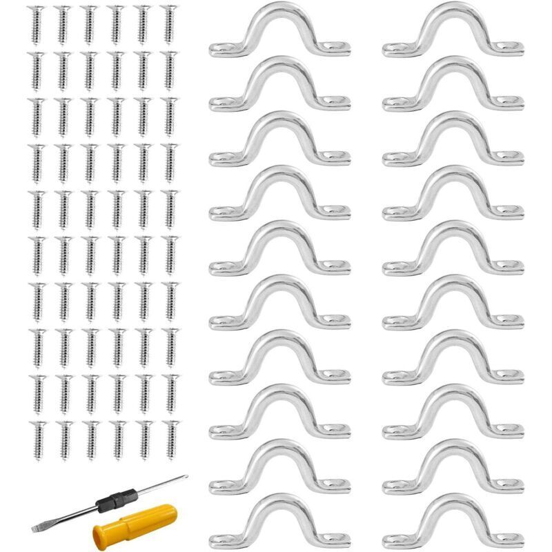 Bardusch – Edelstahl-deckklemmen, 30 Stück, 42 X 15 Mm Schraub-deckklemmen, Edelstahl-befestigungsschlaufen, Edelstahl-bandklemmen, Bootsbeschläge, Deckplatte, Montagesatz