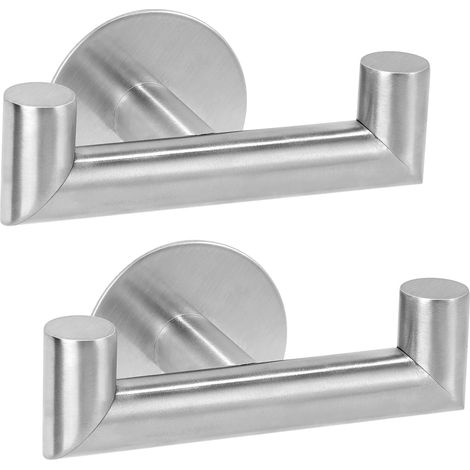 Doppelseitig Klebende Wandhaken, Handtuchhalter Fürs Badezimmer (2er-set), Edelstahl, Küchenhandtuchhaken, Wandgarderobe Ohne Bohren, Silber.