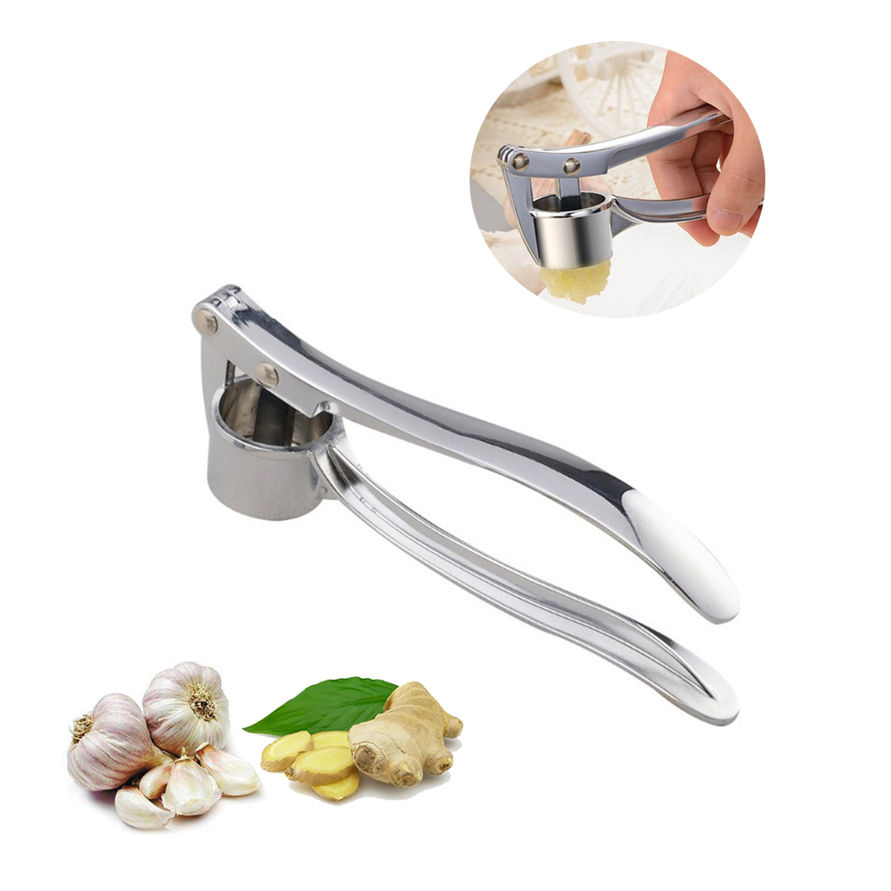 Ergonomische Knoblauchpresse Aus Zink Mit Geruchsneutralem Griff – Schlankmachende Knoblauch-ingwer-presse, 15,5 Cm, Silberfarben, Leicht Zu Reinigen