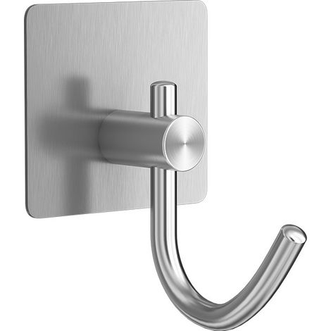 Vier Starke, Selbstklebende Wandhaken Aus Durchstoßfestem, Rückstandsfreiem Edelstahl (farbe: Silber)