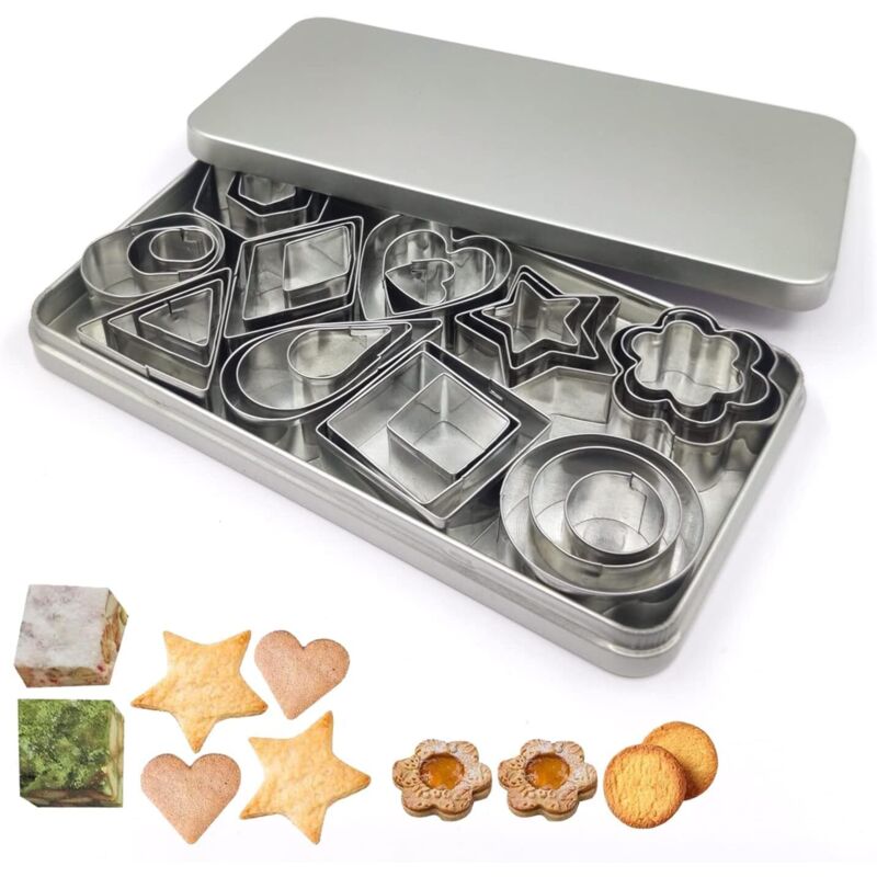 [niemals Verwendet] Set Mit 30 Mini-ausstechformen Aus Metall Für Geometrische Kekse, Mini-ausstecher, Diy Zum Kochen, Backen, Für Halloween, Weihnachten, Achteck