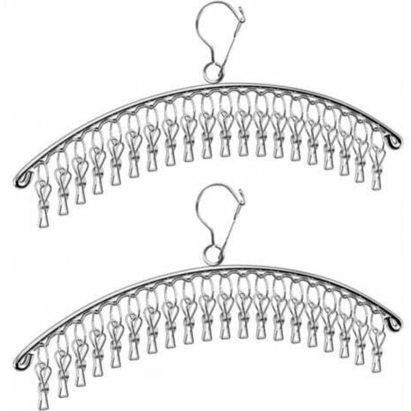 [niemals Verwendet] Set Mit 2 Edelstahl-sockentrocknern Inklusive 40 Klammern – Kleiner Wäschetrockner – Winddicht – Für Socken, Unterwäsche, Handtücher Und Schuhe