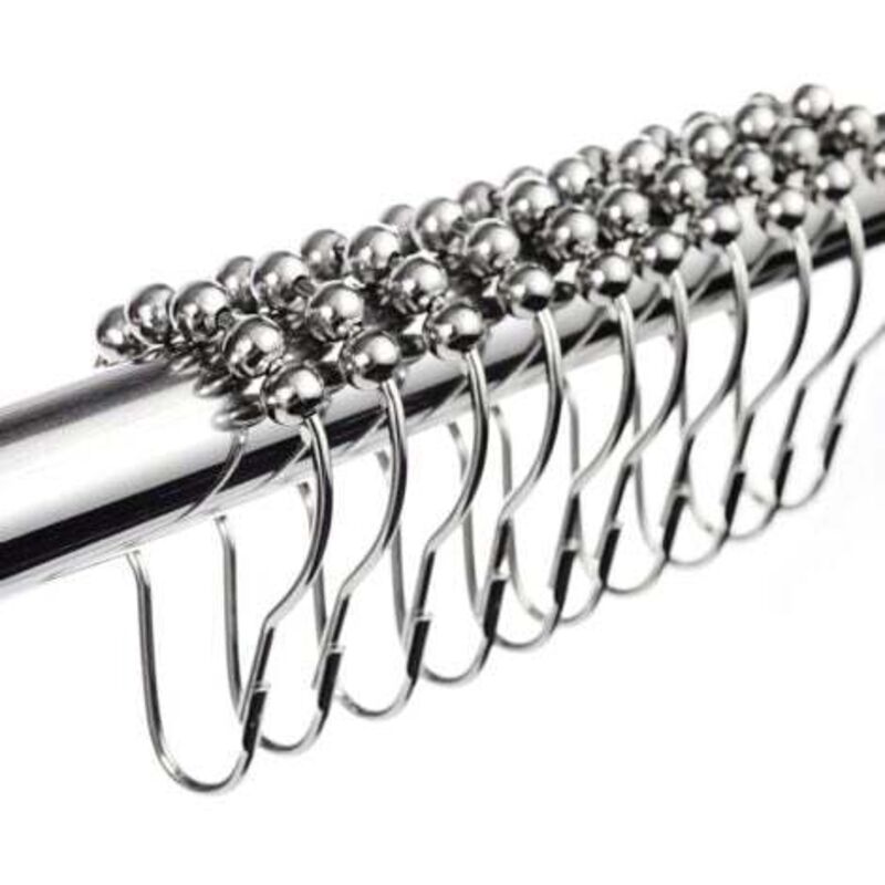 [niemals Verwendet] Set Mit 48 Duschvorhangringen Aus Edelstahl Mit Gleitsystem, 70 X 40 Mm