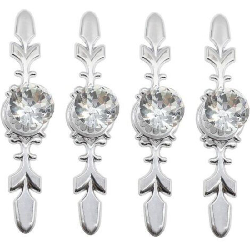 [niemals Verwendet] Set Mit 4 Einlochigen Kristallgriffen Im Europäischen Stil Für Schränke, Schubladen, Kleiderschränke, Silber
