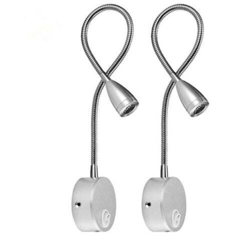 [niemals Verwendet] 2er-pack Wand-nachttischlampe, Led-leseleuchte Mit Schwanenhals, 3 W, 3000 K Warmweiß, Silber