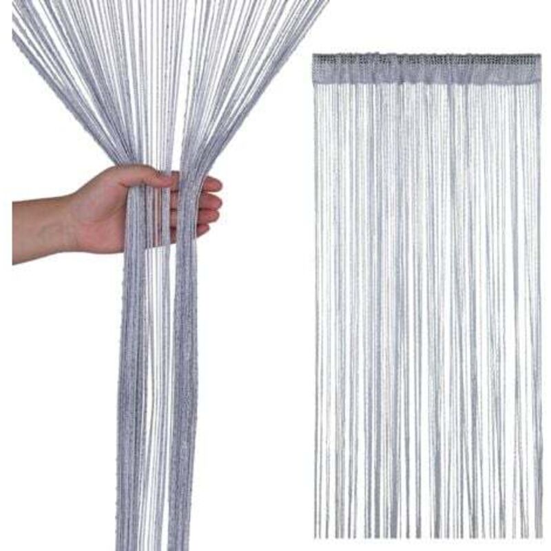 [niemals Verwendet] Paillettenbesetzter Quastenvorhang Mit Kordel, Raumteiler, Transparenter Quastenvorhang Für Tür, Fenster, Heimdekoration, Veranstaltung, 200 Cm X 100 Cm – Silber