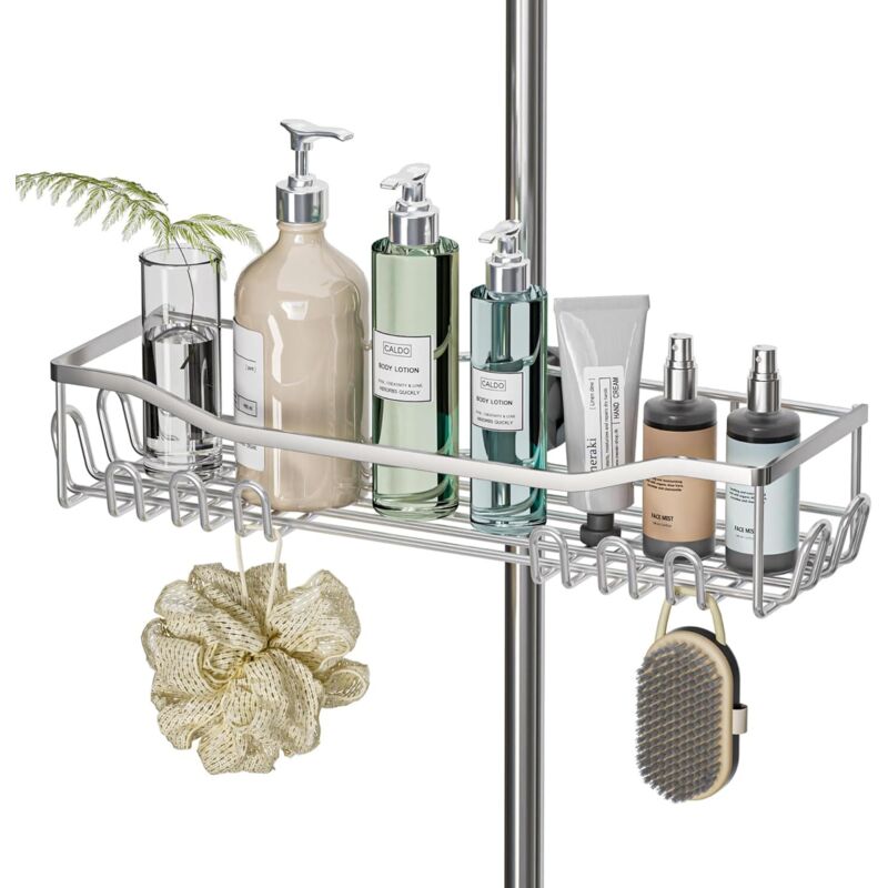 [niemals Verwendet] Duschablage Aus Edelstahl, Kein Bohren Erforderlich – Für Duschstangen Von 18 Mm Bis 25 Mm – Für Shampoo Und Duschgel – Silber