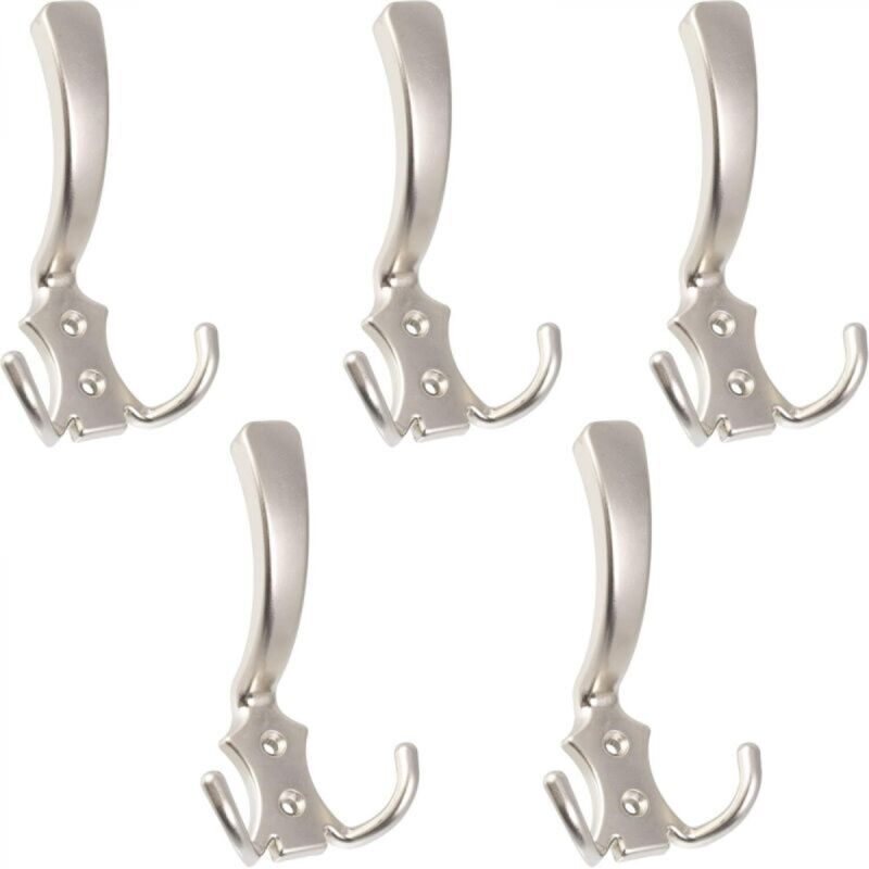 [niemals Verwendet] Set Mit 5 Dreifachen Wandhaken 115 X 72 X 65 Mm – Kleiderhaken / Garderobenständer – Hut- / Bademantel- / Handtuch- / Dusch- / Wc-haken – Satinierte Oberfläche