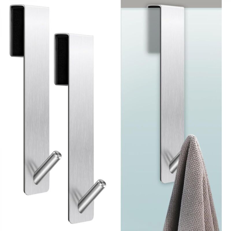 [niemals Verwendet] Set Aus 2 Handtuchhaltern Aus Glas Fürs Badezimmer, Bademantelhaken Aus Edelstahl, Rahmenlose Glashaken, Hochwertiger Duschkorb Aus Edelstahl Fürs Schlafzimmer
