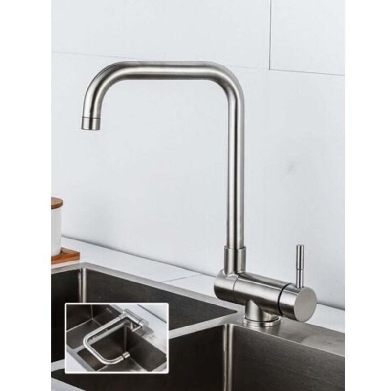 [niemals Verwendet] Klappbarer Küchenmischer, Faltbarer Küchenwasserhahn, Unterfenster-küchenwasserhahn, 180° Klappbar/360° Drehbar, Gebürstetes Silber