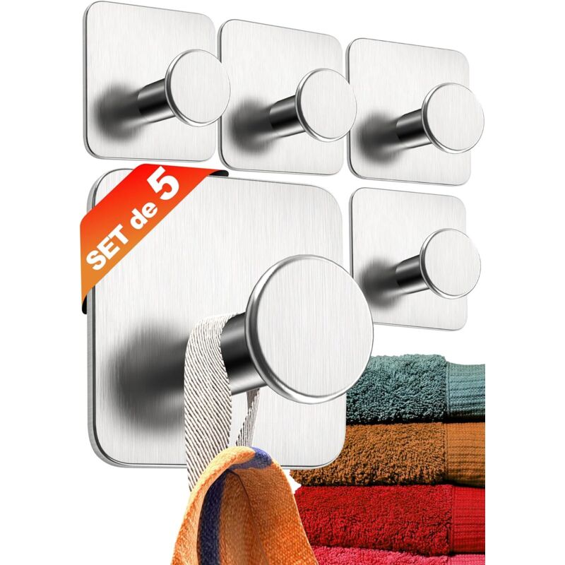 [niemals Verwendet] 4smile Handtuchhalter, 5er-set, Ohne Bohren – Moderne Handtuchhaken Fürs Badezimmer – Wandmontierter Klebehaken
