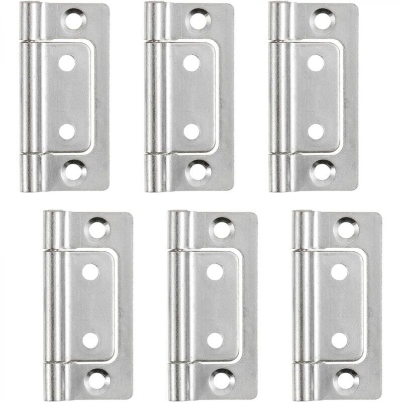 [niemals Verwendet] Klappbänder 51 X 25 Mm, 6 Stück, Für Eingelassene Türen, Geräuschlos, Für Türen, Fenster Und Schränke, Silber