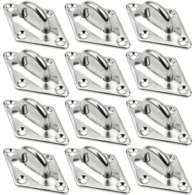 [niemals Verwendet] Rautenförmige Ösenplatten, 12-teiliges Edelstahl-ösenplatten-set M5, Schwerlast-deckenhaken-set, Deckenaufhängungshaken, Befestigungs-wandringhalterung, Ankerhaken Zum Aufhängen Vo