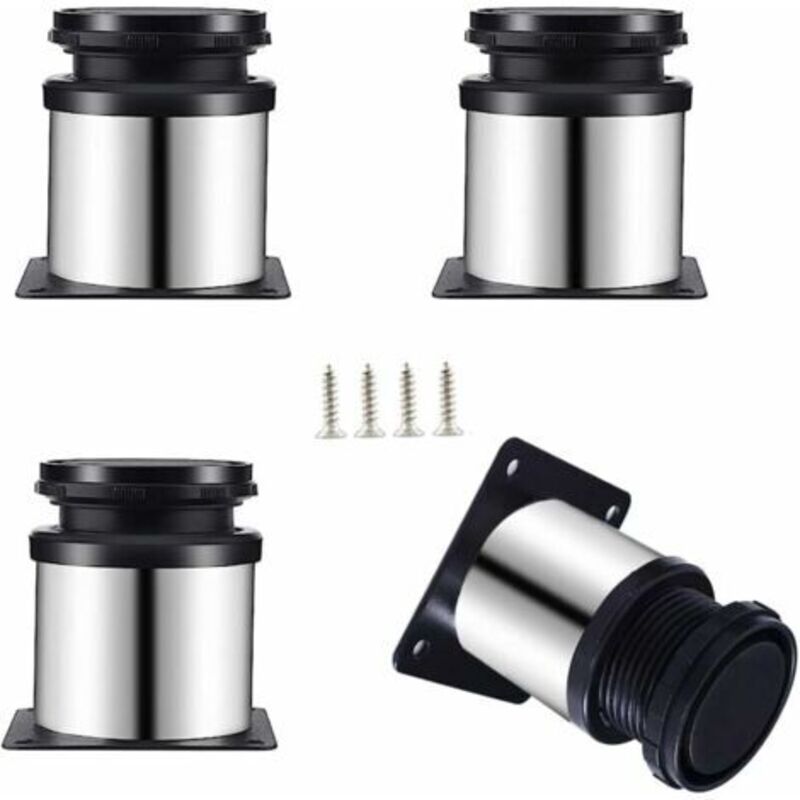 [niemals Verwendet] Set Mit 4 Verstellbaren Möbelfüßen Aus Edelstahl, 50 X 60 Mm, Schrankfüße, Metallfüße, Geeignet Für Möbel, Küche, Büro, Tische, Arbeitsplattenfüße