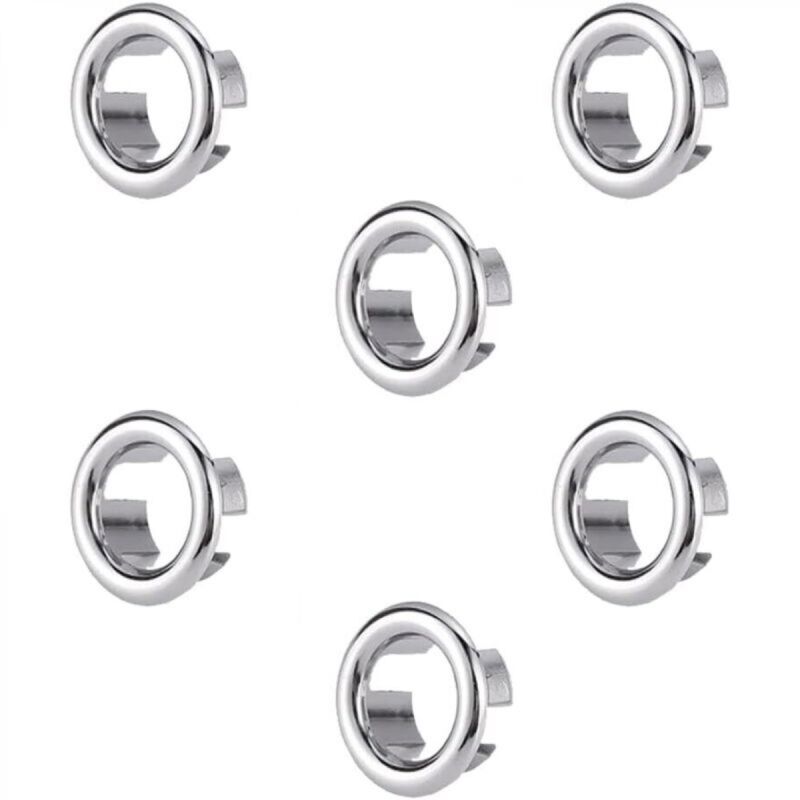 [niemals Verwendet] Silberne Überlaufringe, 3 Cm Außendurchmesser, 6er-set Überlaufabdeckungen Für Badezimmer- Und Küchenspülen