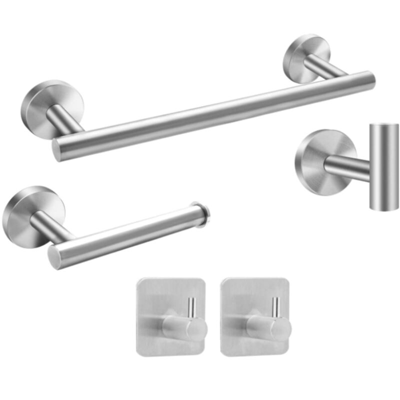 [niemals Verwendet] 5-teiliges Selbstklebendes Handtuchset Aus Edelstahl, 41 Cm Wandhandtuchhalter, Badezimmer-accessoire-set Mit 2 Handtuchhaken
