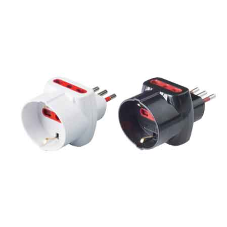 Dreifach-adapter Mit Schuko/bivalentem Schutz 10a Rot