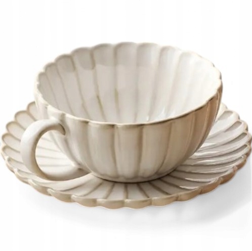 Set Elegante Tasse Und Untertasse Für Tee Und Kaffee Keramik Weiß Groß