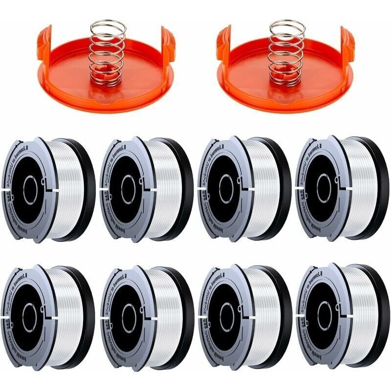 Bardusch-10er-packung Trimmerfadenspule, Kompatibel Mit Black & Decker Trimmern, A6481 A6485, 1,65 Mm Trimmerfadenspule (8 Trimmerfäden, 2 Schutzkappen, 2 Federn)