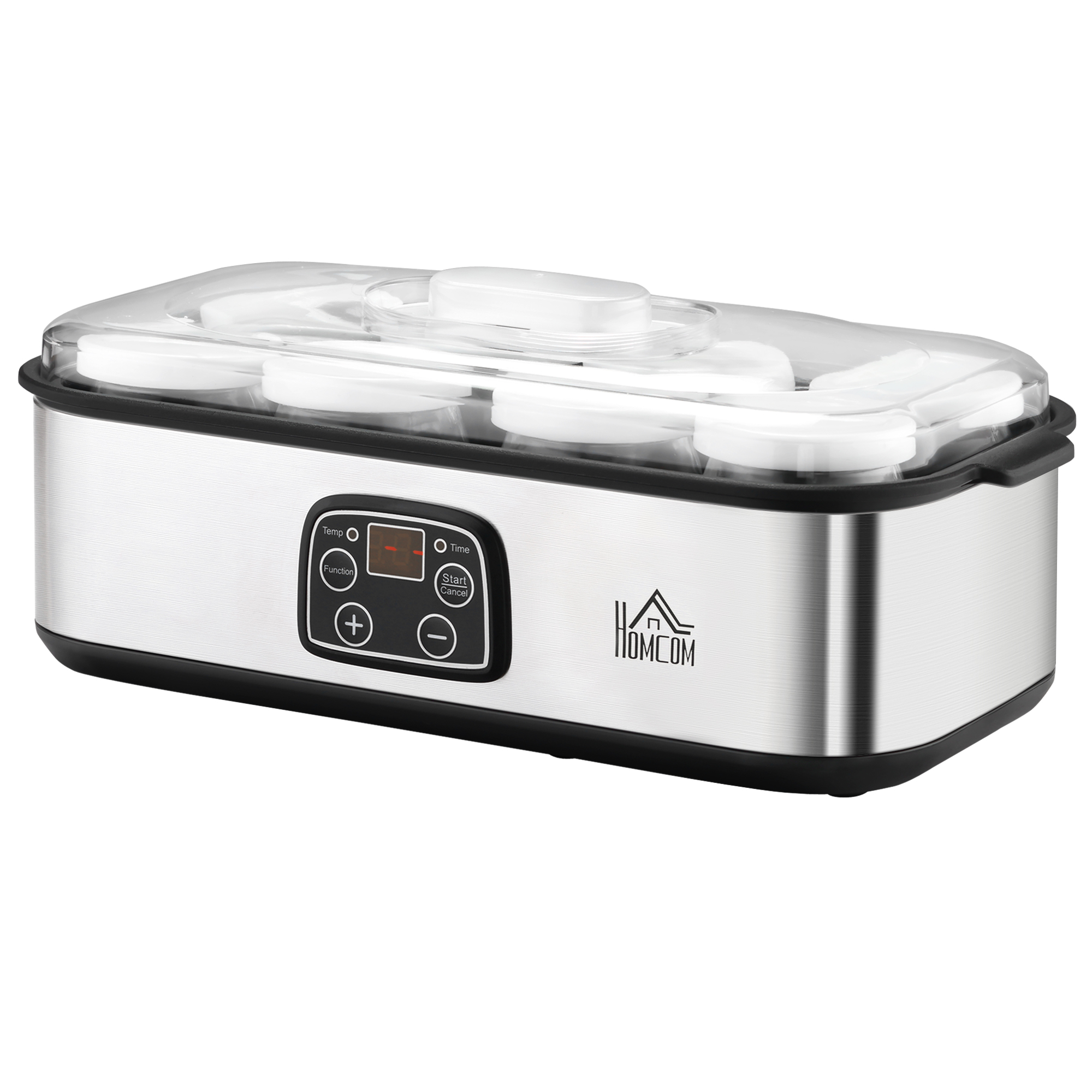 Joghurtbereiter Griechische Joghurtmaschine Mit Deckel, 8 Bpa-freier Glas-innenbehälter À 180 Ml, Joghurt Maker Mit Lcd Display Timer, Für Bis Zu 1,4 Liter Joghurt 25 W Silber