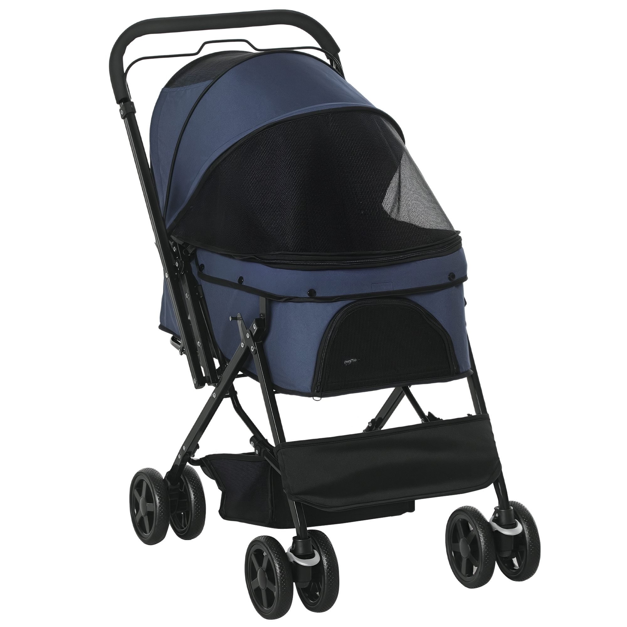 Hundewagen Hundebuggy Klappbar, 1 Korb, 2 Bremsen, Inkl. Sicherheitsleine, Blau