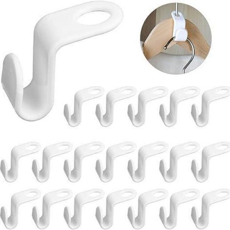 20 Platzsparende Garderobenhaken (weiß), Ideal Für Kleiderschränke, Abstellräume Und Aufbewahrungsmöglichkeiten. Diese Selbstklebenden Haken Sind Platzsparend Und Miteinander Kombinierbar.