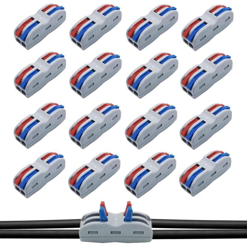 Bardusch 16-teiliger 2-wege-schnellverbinder, Anschlussklemmen, Wago 2-wege, Elektrische Klemmenleiste, Elektrischer Verbinder, 1-adrig 2-wege Für Inline-schaltungen 28-12 Awg, Pa/pc Ign