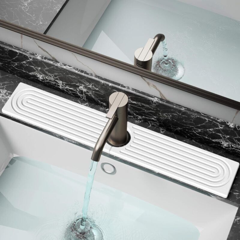 [niemals Verwendet] Schnelltrocknende Spülbeckenmatte, Abtropfmatte Für Badezimmerablagen, Weiß, 40 X 10 Cm